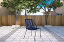 3 Piece Round Stone Dining Set With Two Chairs - Gray And Dark Blue