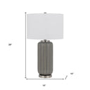 Metal Cylinder Table Lamp With White Drum Shade - Gray