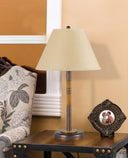 Rustic Metal Table Lamp With Brown Empire Shade - Bronze And Oak - HomeRoots - Table Lamps - Elite Enclave Home