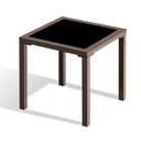 16" Square Glass Outdoor Side Table - Black