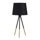 Tripod Table Lamp With Black Empire Shade - Gold