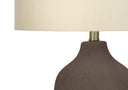 Ceramic Urn Table Lamp With Beige Drum Shade - Gray - HomeRoots - Table Lamps - Elite Enclave Home