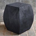Uttermost Grove Black Wooden Accent Stool – handcrafted suar wood with rustic black finish and natural grain variations