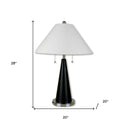28" Metal Bedside Table Lamp With White Shade - Black
