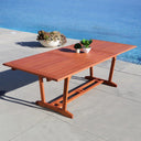 Solid Wood Extendable Outdoor Dining Table With Umbrella Hole - Brown