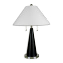 28" Metal Bedside Table Lamp With White Shade - Black