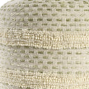 Cotton Blend Round Striped Pouf Ottoman - Ivory And Green