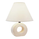 Ceramic Bedside Table Lamp With White Empire Shade - Beige