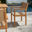 Wood And Rattan Indoor Outdoor Dining Chairs (Set of 2) - Natural