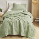 Mina - King/California King Waffle Weave Textured Quilt Set - Green - Comfort Spaces - Quilts & Shams - Elite Enclave Home