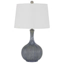 Ceramic Round Table Lamp With Empire Shade - Stone White
