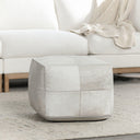 Hide Pouf – genuine hide with silvery sheen and ivory tone