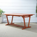 Solid Wood Extendable Outdoor Dining Table With Umbrella Hole - Brown