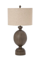 Geometric Table Lamps With Beige Drum Shade (Set of 2) - Brown