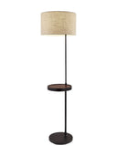 Tray Table Floor Lamp With Beige Drum Shade - Black - HomeRoots - Floor Lamps - Elite Enclave Home