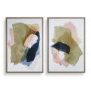 Abstract Afternoon - Framed Canvases (Set of 2) - Blue / Green / Pink / White / Woodtone / Yellow - Uttermost - Canvas Art Sets - Elite Enclave Home
