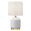 15" Ceramic Cylinder Table Lamp With White Drum Shade - Gold And White
