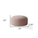 Cotton Round Pouf Ottoman - Pink