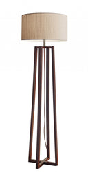 Solid Wood Novelty Floor Lamp With Beige Drum Shade - Brown - HomeRoots - Floor Lamps - Elite Enclave Home