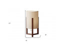 Solid Wood Bedside Table Lamp With Natural Cylinder Shade - Brown