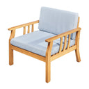 33" Eucalyptus Slat Wood Outdoor Accent Chair With Aqua Cushion - Natural