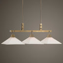 Brookdale - Industrial 3 Light Linear Chandelier - Gold