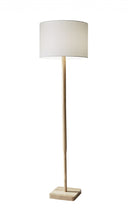 Solid Wood Traditional Shaped Floor Lamp With Drum Shade - Natural / White - HomeRoots - Floor Lamps - Elite Enclave Home