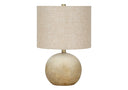 Concrete Round Table Lamp With Beige Drum Shade - Beige - HomeRoots - Table Lamps - Elite Enclave Home
