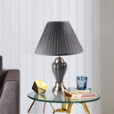 Metal Urn Table Lamp With Gray Empire Shade - Gray And Silver