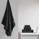 Adrien - Super Soft Cotton Quick Dry Bath Towel 6 Piece Set - Black - Madison Park Essentials - Towel Sets - Elite Enclave Home