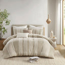 Shay - 3 Piece Striped Cotton Comforter Set - Beige