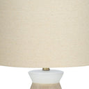 Ceramic Round Table Lamp With Beige Drum Shade - Brown And White - HomeRoots - Table Lamps - Elite Enclave Home
