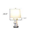 21" Bedside Table Lamp With White Empire Shade - Silver
