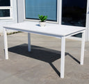 Solid Wood Outdoor Dining Table With Umbrella Hole - White