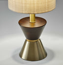 Wood Metal Diabolo Table Lamp - Brass