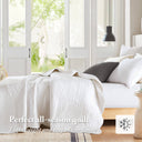 Tuscany - 3 Piece Reversible Scalloped Edge Coverlet Set - White