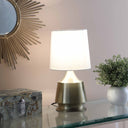 Bedside Table Lamp With White Empire Shade - Brass