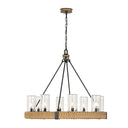 Palm Royal - 8 Light Indoor-Outdoor Chandelier - Black / Light Brown