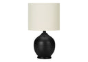 Ceramic Round Table Lamp With Ivory Drum Shade - Black - HomeRoots - Table Lamps - Elite Enclave Home