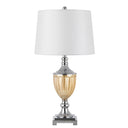 29" Metal Two Light Desk Table Lamps With White Globe Shade (Set of 2) - Silver