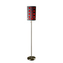Steel Novelty Floor Lamp With Drum Shade - Silver / Gray And Red - HomeRoots - Floor Lamps - Elite Enclave Home