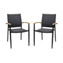 Metal Indoor Outdoor Dining Chair (Set of 2) - Gray And Black