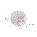 Cotton Blend Round Floral Pouf Ottoman - White