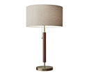 Metal And Walnut Wood Table Lamp - Antique Brass