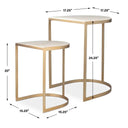 Lindon - Travertine Nesting Tables Set - Gold / White - Uttermost - Nesting Tables- Elite Enclave Home