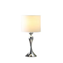 Sleek Table Lamp With Off - White Drum Shade - Silver - HomeRoots - Table Lamps - Elite Enclave Home