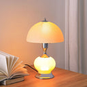Bedside LED Table Lamp With Pink Bowl Shade - Silver