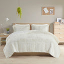 Malea - King Shaggy Comforter Mini Set - Ivory