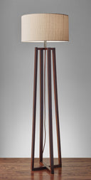 Solid Wood Novelty Floor Lamp With Beige Drum Shade - Brown - HomeRoots - Floor Lamps - Elite Enclave Home