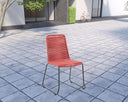 5 Piece Round Stone Dining Set With Four Chairs - Gray And Red